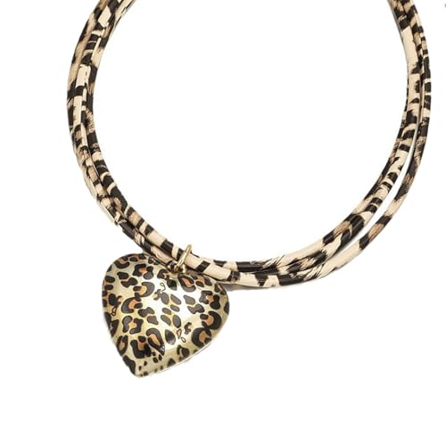 ZYKEJJDDAK Halskette mit Herz-Anhänger im Vintage-Stil, verstellbare Länge und Leopardenmuster, Kordel, Schlüsselbeinkette für modische, SizeApprox.4150cm/16.1419.69inch, Gemischte Materialien, Kein von ZYKEJJDDAK
