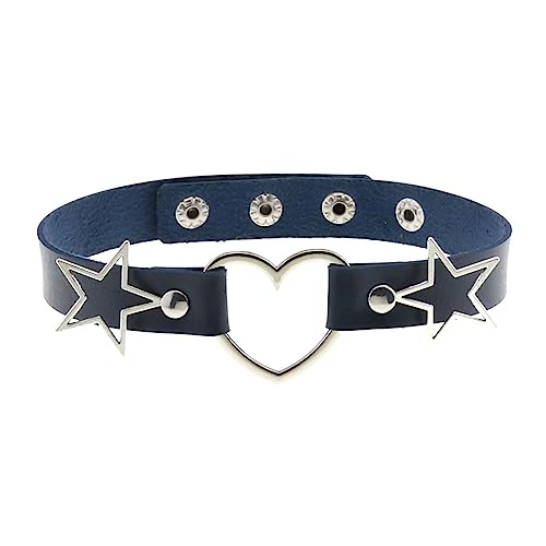 ZYKEJJDDAK Halskette mit Herz-Leder-O-Choker-Anhänger für Damen, Punk, ästhetische Halskette, 45cm,36cm43cm2cm, PU-Leder und Metall-Zubehör, Kein Edelstein von ZYKEJJDDAK