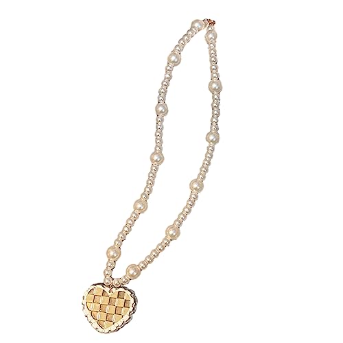 ZYKEJJDDAK Halskette mit Herzanhänger, französische Perlen, Halsband, Schlüsselbeinkette, trendiger Hochzeitsschmuck, Valentinstag, 387cm, Harz, Kein Edelstein von ZYKEJJDDAK
