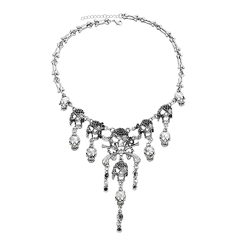 ZYKEJJDDAK Halskette mit Totenkopf-Anhänger im Vintage-Stil, Punk, Pirat, Totenkopf, für Damen und Herren, Gothic, Halloween, Party, Hip-Hop-Schmuck, Hyperbole, 4.29x3.9in, Metall, Kein Edelstein ZYKEJJDDAK Halskette mit Totenkopf-Anhänger im Vintage-Stil, Punk, Pirat, Totenkopf, für Damen und Herren, Gothic, Halloween, Party, Hip-Hop-Schmuck, Hyperbole, 4.29x3.9in, Metall, Kein Edelstein von ZYKEJJDDAK