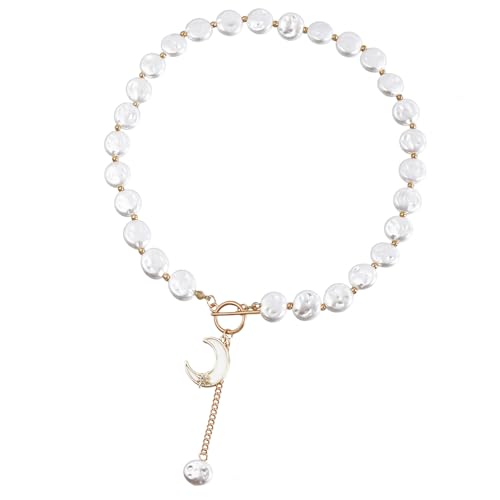 ZYKEJJDDAK Halskette mit europäischen Imitationsperlen im europäischen Stil, Halskette, Schlüsselbeinkette für Mode, SizeApprox.42cm/16.5inches, Legierung, Imitationsperle, Kein Edelstein von ZYKEJJDDAK