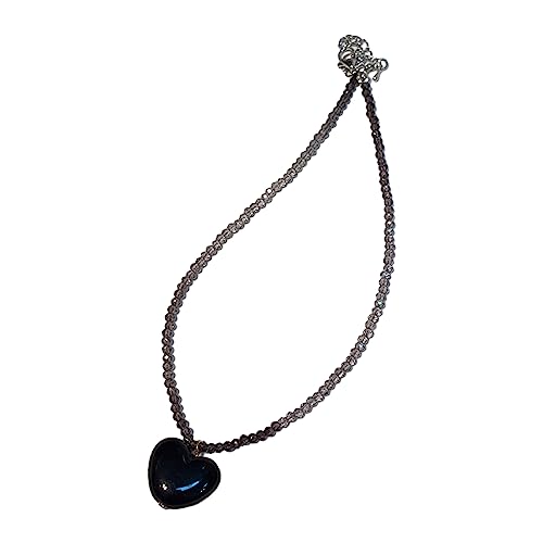 ZYKEJJDDAK Halskette mit süßem Herz-Anhänger, Schlüsselbein-Kette, Temperament-Halsband, schlichter Farbverlauf, Kristall-Perlen-Halskette, Statement, 40 cm, Kristall, Kein Edelstein von ZYKEJJDDAK