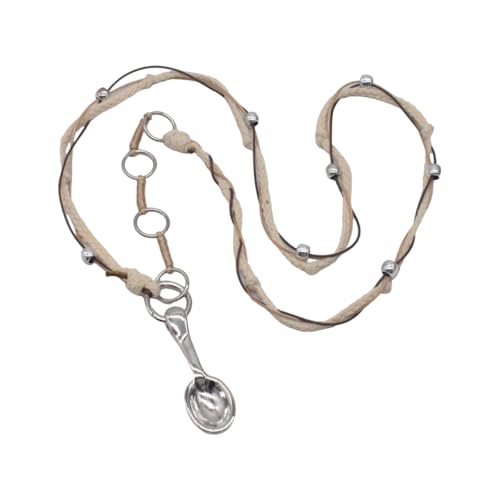 ZYKEJJDDAK Handgefertigte geflochtene Seil-Halskette mit aufwendigem Löffel-Anhänger, einzigartige Schlüsselbeinkette für Alltag und Freizeit, 90, Metall, Kein Edelstein von ZYKEJJDDAK