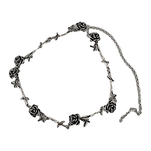 ZYKEJJDDAK Hip-Hop-Halskette mit Gothic-Blume, Punk, Rose, Choker-Halskette, Halloween-Party, Paarschmuck von ZYKEJJDDAK