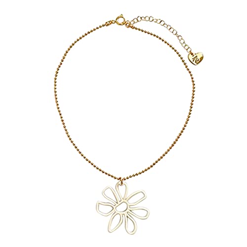 ZYKEJJDDAK Hohle Blume Anhänger Halskette Perlenkette Choker Persönlichkeit Blume Hip-Hop Halskette Schlüsselbein Kette, 485cm, Titanstahl, Kein Edelstein von ZYKEJJDDAK