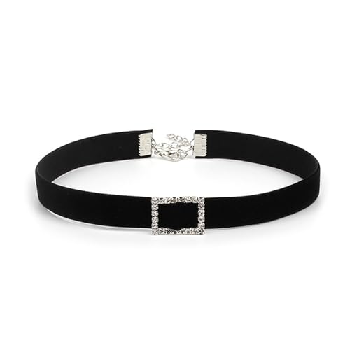 ZYKEJJDDAK Lässige Jeans-Stoffhalsband, Halskette, stilvolle Schlüsselbeinkette, Schmuck für Frauen und Mädchen, modischer Strass-Anhänger, 3010cm 1.5cm 1cm, Cowboy, Kein Edelstein von ZYKEJJDDAK