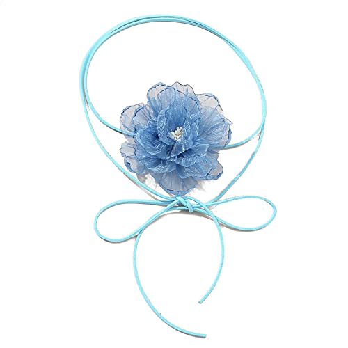 ZYKEJJDDAK Modische Halskette für Mädchen, Leder, Seil, Gothic, Stretch, Choker, Schmuck, Spitze, Blume, 4.68x3.9in, Stoff, Kein Edelstein von ZYKEJJDDAK