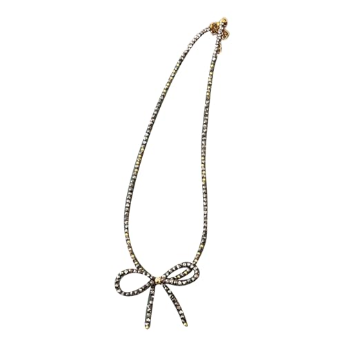 ZYKEJJDDAK Modische Halskette mit Perlen, Halsband mit Schleifen-Anhänger, verstellbare Kette, Schmuck für Damen, 45 cm, Künstlicher Kristall, Kein Edelstein ZYKEJJDDAK Modische Halskette mit Perlen, Halsband mit Schleifen-Anhänger, verstellbare Kette, Schmuck für Damen, 45 cm, Künstlicher Kristall, Kein Edelstein von ZYKEJJDDAK