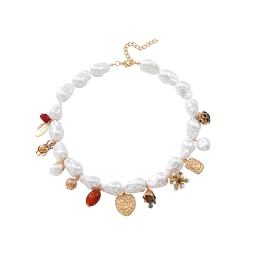 ZYKEJJDDAK Modische Perlen-Charm-Anhänger, Halskette, verstellbare Länge, Schlüsselbeinkette, einzigartige Halskette für Damen von ZYKEJJDDAK