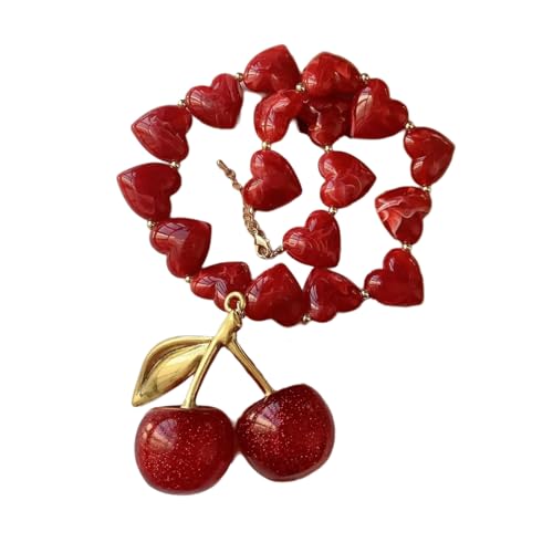ZYKEJJDDAK Modische stabile Acryl-Halskette mit Perlenkirschen-Anhänger, Schmuck-Accessoire für Damen, Size 5160cm/20.0823.62inch, Acryl, Kein Edelstein ZYKEJJDDAK Modische stabile Acryl-Halskette mit Perlenkirschen-Anhänger, Schmuck-Accessoire für Damen, Size 5160cm/20.0823.62inch, Acryl, Kein Edelstein von ZYKEJJDDAK