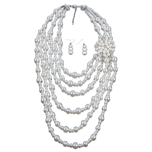 ZYKEJJDDAK Modisches langes Halsketten- und Ohrring-Set mit zarten Details, Kunstperlen, Schmuck, Vogelschmuck, Hochzeitsschmuck von ZYKEJJDDAK