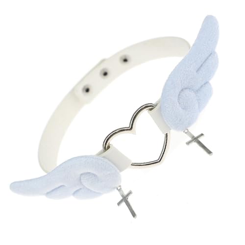 ZYKEJJDDAK PU Beinringe Punk Herz Halskette Flügel Choker Halskette Bein Strumpfbänder All-Matching Choker Halloween, Size about 41x1.6x18cm/16.14x0.63x7.09, Polyurethan von ZYKEJJDDAK