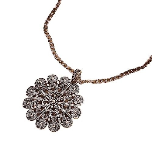 ZYKEJJDDAK Retro-Legierung, fünf Blütenblätter, Blumen-Halskette, Hip-Hop, langer Pullover, Schlüsselbeinkette, Halskette von ZYKEJJDDAK