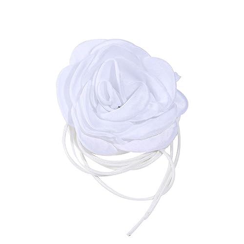 ZYKEJJDDAK Rosenkropf-Halskette, große Blume, modisches Accessoire, Party-Schmuck, Tuch für Damen, 6.63x4.68in, Stoff, Kein Edelstein von ZYKEJJDDAK