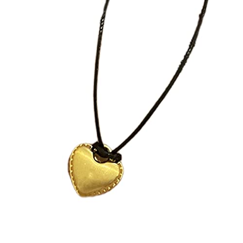 ZYKEJJDDAK Schlichte, verstellbare Halskette mit Herz-Anhänger, Statement-Schmuck, Schlüsselbein-Kette, langes Seil, Schleife, Choker, kurz von ZYKEJJDDAK