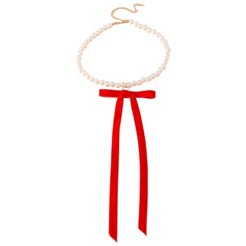 ZYKEJJDDAK Schlüsselbeinkette mit Schleife, für Damen und Mädchen, Perlen-Halskette, handgefertigt, Choker, verstellbare Schlüsselbeinkette ZYKEJJDDAK Schlüsselbeinkette mit Schleife, für Damen und Mädchen, Perlen-Halskette, handgefertigt, Choker, verstellbare Schlüsselbeinkette von ZYKEJJDDAK