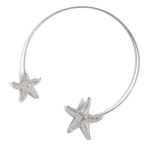 ZYKEJJDDAK Stilvolle Blumen-/Seestern-Halskette, offenes Ende, handgefertigt, verstellbare Schlüsselbeinkette für Strandurlaub, 4.68x4.68in, Metall, Kein Edelstein ZYKEJJDDAK Stilvolle Blumen-/Seestern-Halskette, offenes Ende, handgefertigt, verstellbare Schlüsselbeinkette für Strandurlaub, 4.68x4.68in, Metall, Kein Edelstein von ZYKEJJDDAK