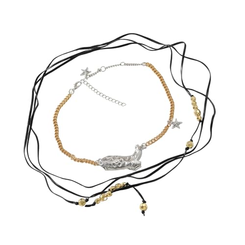 ZYKEJJDDAK Stilvolle Cowgirl-Halskette mit einzigartigen, mehrschichtigen Designs und Stiefelanhänger, mehrlagiges Halsketten-Accessoire von ZYKEJJDDAK