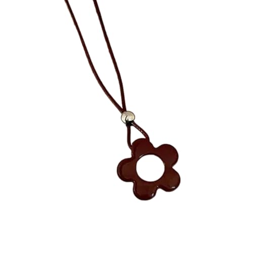 ZYKEJJDDAK Stilvolle Halskette mit Blumen-Anhänger aus Kunstharz mit stabiler Lederschnur für den täglichen Pendler, Partys, 10.14x2.73in, Metall, Kein Edelstein ZYKEJJDDAK Stilvolle Halskette mit Blumen-Anhänger aus Kunstharz mit stabiler Lederschnur für den täglichen Pendler, Partys, 10.14x2.73in, Metall, Kein Edelstein von ZYKEJJDDAK