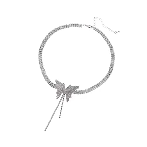 ZYKEJJDDAK Strass-Choker-Halskette für Schmetterlings-Anhänger, Halskette für Frauen und Mädchen, Schmuck, Abschlussball, Party und Strand von ZYKEJJDDAK