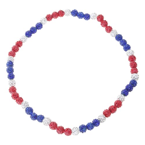 ZYKEJJDDAK Stylische Baseball-Halskette mit Perlen und Strasssteinen, Discokugel-Schlüsselbein-Kette, sportliches Accessoire für Sport, 50 cm, Ton, Kein Edelstein von ZYKEJJDDAK