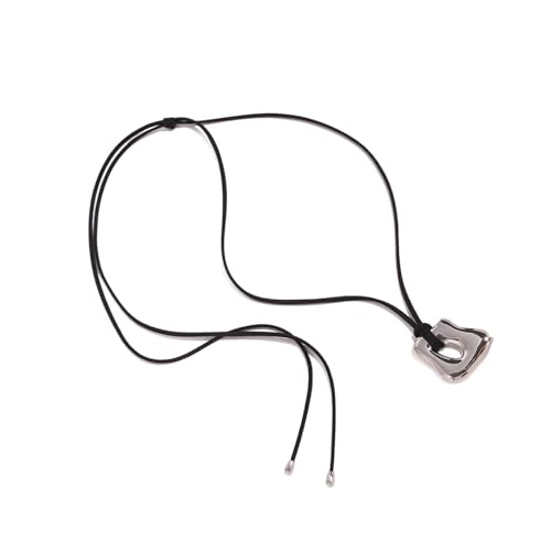 ZYKEJJDDAK Unregelmäßige geometrische Anhänger-Halskette, leicht, bequem, Wachsseil, Halskette, Zubehör für den täglichen Gebrauch, 2.34x2.34in, Edelstahl, Kein Edelstein von ZYKEJJDDAK