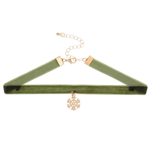 ZYKEJJDDAK Weihnachts-Schneeflocken-Halsband, Weihnachtsbaum, Glocken, Samt, Halsband, Halskette, Schlüsselbeinkette, Schmuck für Frauen und Mädchen, 3.51x3.12in, Samtgürtel + Legierung, Kein von ZYKEJJDDAK
