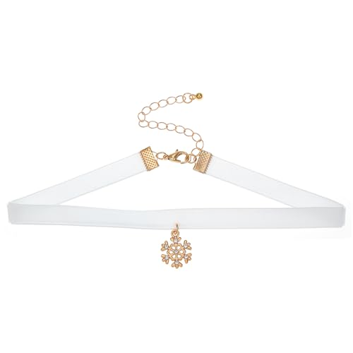 ZYKEJJDDAK Weihnachts-Schneeflocken-Halsband, Weihnachtsbaum, Glocken, Samt, Halsband, Halskette, Schlüsselbeinkette, Schmuck für Frauen und Mädchen, 3.51x3.12in, Samtgürtel + Legierung, Kein von ZYKEJJDDAK