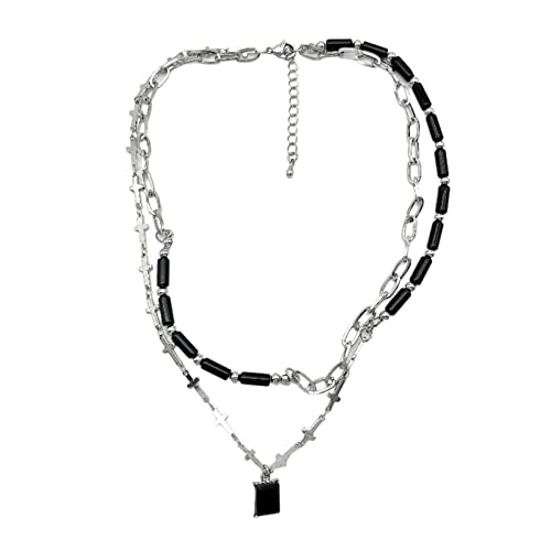 ZYKEJJDDAK Zierliche quadratische Kristall-Charm-Halskette für Damen, süßer, cooler Schmuck, doppellagige Nähte ZYKEJJDDAK Zierliche quadratische Kristall-Charm-Halskette für Damen, süßer, cooler Schmuck, doppellagige Nähte von ZYKEJJDDAK