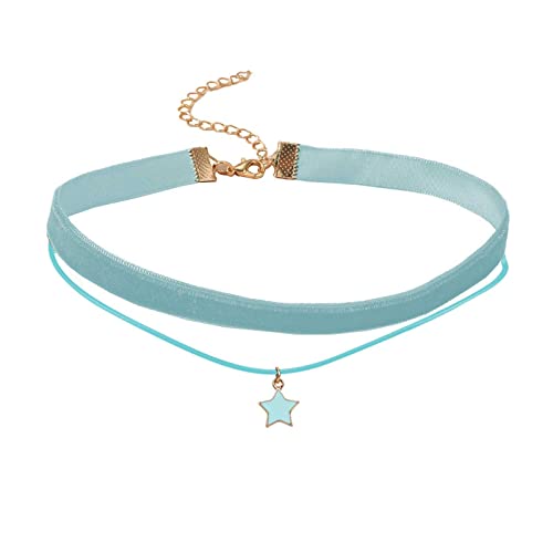 ZYKEJJDDAK Zweireihiges Damen-Halsband, fünfzackiger Stern, Schlüsselbeinkette, modisches Accessoire für Damen, Size Approx. 307cm/11.82.75inch, Metall, Kein Edelstein von ZYKEJJDDAK
