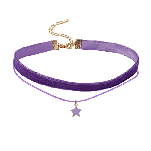 ZYKEJJDDAK Zweireihiges Damen-Halsband, fünfzackiger Stern, Schlüsselbeinkette, modisches Accessoire für Damen, Size Approx. 307cm/11.82.75inch, Metall, Kein Edelstein von ZYKEJJDDAK