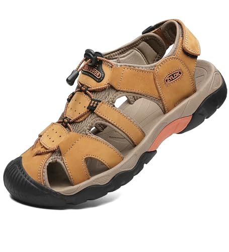 ZYLDK Herren Sandalen Leder Strand Trekkingsandalen Outdoorschuhe Sommer Wanderschuhe Männer Sport-Outdoor Atmungsaktive Sandale Wandersandalen Beach Trekkingschuhe EU47 von ZYLDK