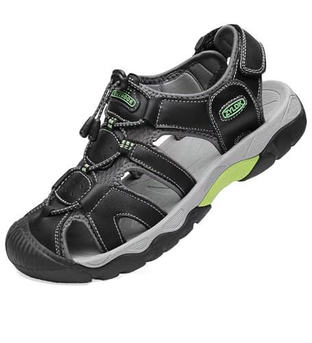 ZYLDK Herren Sandalen Leder Strand Trekkingsandalen Outdoorschuhe Sommer Wanderschuhe Männer Sport-Outdoor Atmungsaktive Sandale Wandersandalen Beach Trekkingschuhe EU42 von ZYLDK