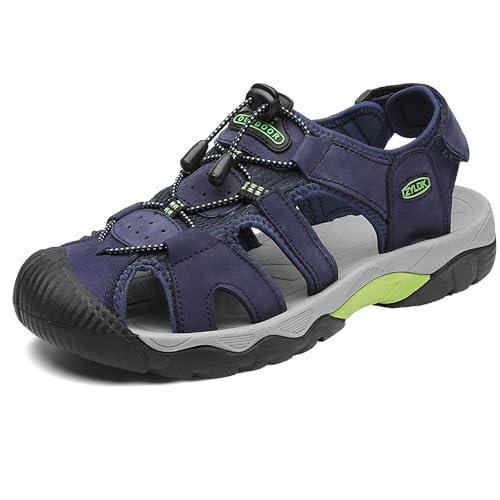 Sandalen Herren Leder Strand Wandersandale Trekkingsandalen Outdoorschuhe Sommer Freizeitschuhe Wanderschuhe Männer Sport-Outdoor Wasser Fischer Atmungsaktive Sandale Größe 38-48 von ZYLDK