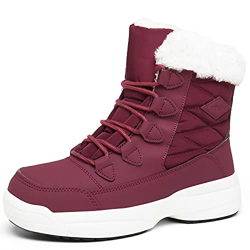 ZYLDK Damen Winterstiefel Winterschuhe Warm Gefüttert Winter Boots Schneestiefel rutschfeste Wanderschuhe,Rot,EU42 von ZYLDK