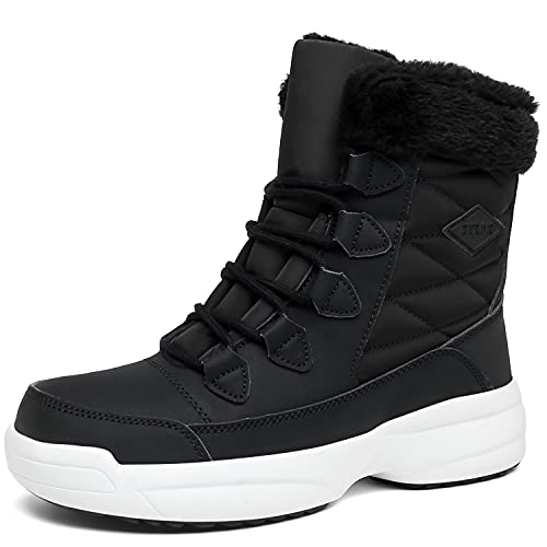 ZYLDK Damen Winterstiefel Winterschuhe Warm Gefüttert Winter Boots Schneestiefel rutschfeste Wanderschuhe,Schwarz,EU40 von ZYLDK