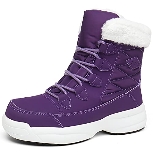 ZYLDK Damen Winterstiefel Winterschuhe Warm Gefüttert Winter Boots Schneestiefel rutschfeste Wanderschuhe,Violett,EU42 von ZYLDK