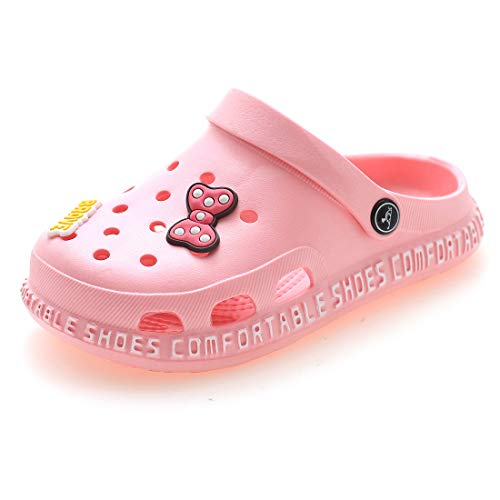 ZYLDK Unisex Gartenschuhe Clogs Kinder Gartenschuhe Kuschelige Hausschuhe Latschen Sommer rutschfeste Slippers mit Cartoon Raupe,2-Rosa,EU24 von ZYLDK