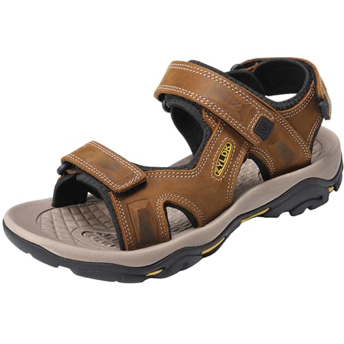 ZYLDK Herren Sandalen Leder Strand Trekkingsandalen Outdoorschuhe Sommer Wanderschuhe Beach Trekkingschuhe Männer Sport-Outdoor Atmungsaktive Sandale Wandersandalen EU40 von ZYLDK