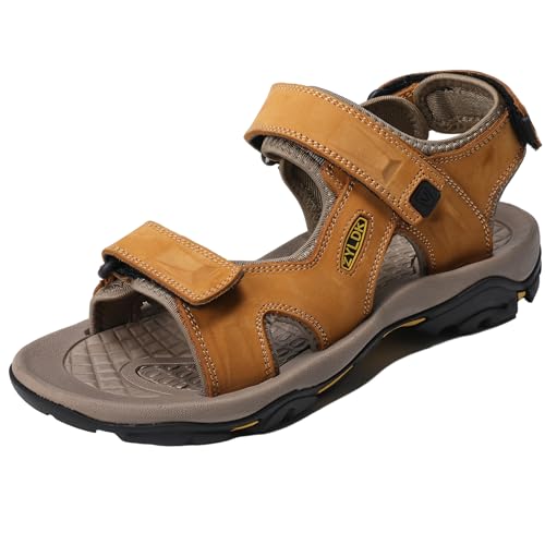 ZYLDK Herren Sandalen Leder Strand Trekkingsandalen Outdoorschuhe Sommer Wanderschuhe Beach Trekkingschuhe Männer Sport-Outdoor Atmungsaktive Sandale Wandersandalen EU43 von ZYLDK