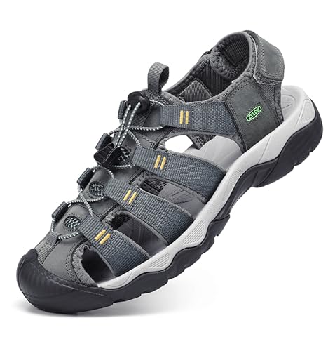 ZYLDK Herren Sandalen Leder Strand Trekkingsandalen Outdoorschuhe Sommer Wanderschuhe Männer Sport-Outdoor Atmungsaktive Sandale Wandersandalen Beach Trekkingschuhe EU44 von ZYLDK