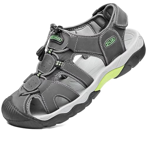 ZYLDK Herren Sandalen Leder Strand Trekkingsandalen Outdoorschuhe Sommer Wanderschuhe Männer Sport-Outdoor Atmungsaktive Sandale Wandersandalen Beach Trekkingschuhe EU47 von ZYLDK