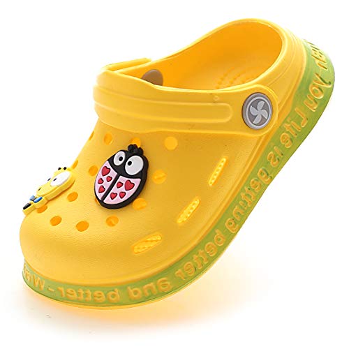 ZYLDK Unisex Gartenschuhe Clogs Kinder Gartenschuhe Kuschelige Hausschuhe Latschen Sommer rutschfeste Slippers mit Cartoon Raupe von ZYLDK