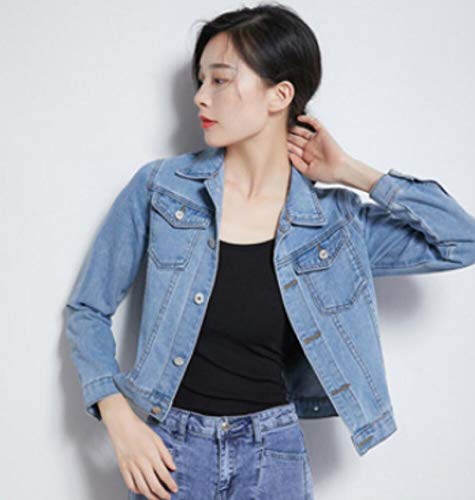 ZYLL Jeans-Jacke und Mäntel für Frauen 2019 Herbst-Süßigkeit-Farbe beiläufige Kurze Jeansjacke Kleidung,Blau,M von ZYLL