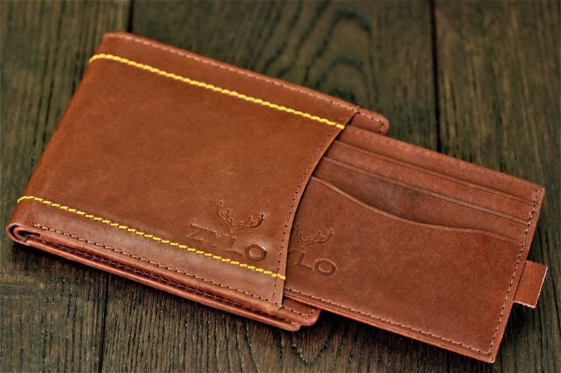 Leder Geldbörsen Für Männer Aus Echtem 100 Prozent Brieftasche Kartenhalter Mit Geschenk-Box Premium-Qualität Handgefertigt Hand Genäht Blau von ZYLOLEATHER