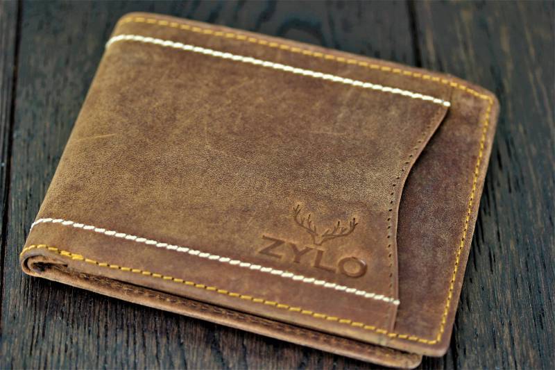 Leder Geldbörsen Für Männer Echt 100 Prozent Brieftasche Kartenhalter Mit Geschenkbox Premium-Qualität Jägerleder Handgemacht Handgenäht von ZYLOLEATHER