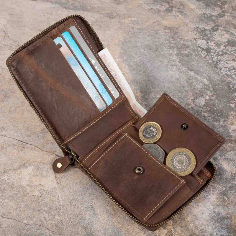 Leder Reißverschluss Brieftaschen Für Männer Echt 100 Prozent Premium-Qualität Brieftasche Kartenhalter Mit Geschenkbox Handgefertigt Handgenäht von ZYLOLEATHER