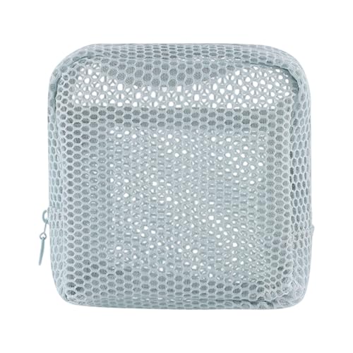 Belüftete Make-up-Tasche aus Netzstoff mit wasserabweisendem Futter, kompaktes Kosmetik-Reisezubehör, waschbare Netze, Kosmetik-Organizer, hellgrau, Einheitsgröße von ZYMIADOU
