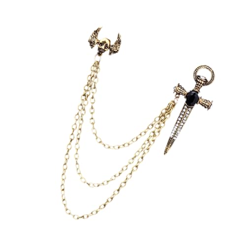 Brosche mit geflügeltem Kruzifix-Schwerter und verstärktem Verriegelungsmechanismus, Punk-Stil, für den täglichen Gebrauch oder besondere Anlässe, Schwerter, Kruzifix-Flügel-Brosche, Einheitsgröße von ZYMIADOU