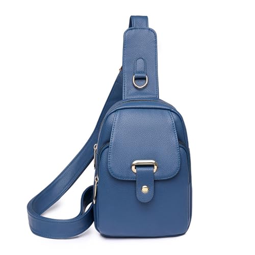 Crossbody Hüfttasche PU Mode Trendy Reise Gürteltasche Große Kapazität Sport für Mädchen Freizeit Brust Leicht und Tragbar Brust, blau, Mass Beauty von ZYMIADOU
